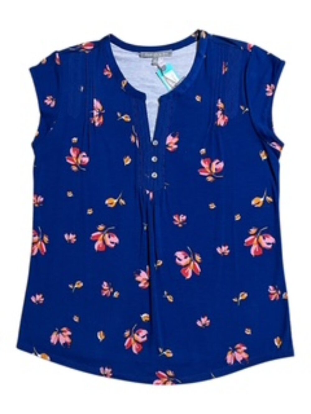 Daniel Rainn StitchFix Exclusive Womens Cap Sleeve Blouse Indigo Blue NWT Size M